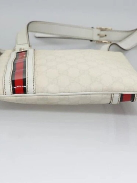 GUCCI GG Supreme Shoulder Bag PVC White Red gold 153244 Auth nb243 - Picture 5 of 16